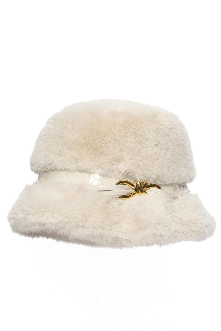 CLOCHE FAKE FUR CON LACCIO ECOPELLE, TG UNICA - IVORY